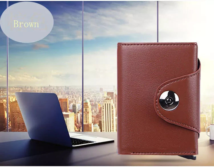 BILLETERA TARJETERA DAMA DE CUERO PU, CON PROTECIÓN RFID, HEBILLA MAGNETICA