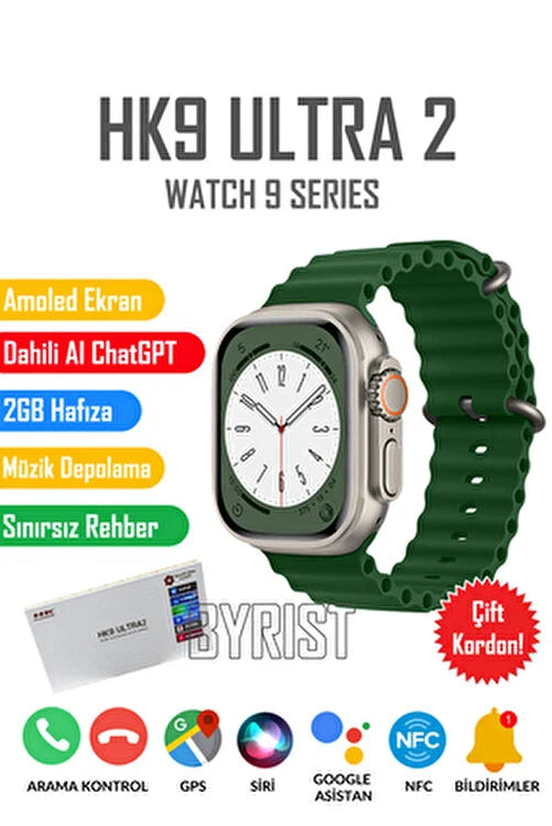 Smartwatch Deportivo HK9 Ultra 2 Max Plateado